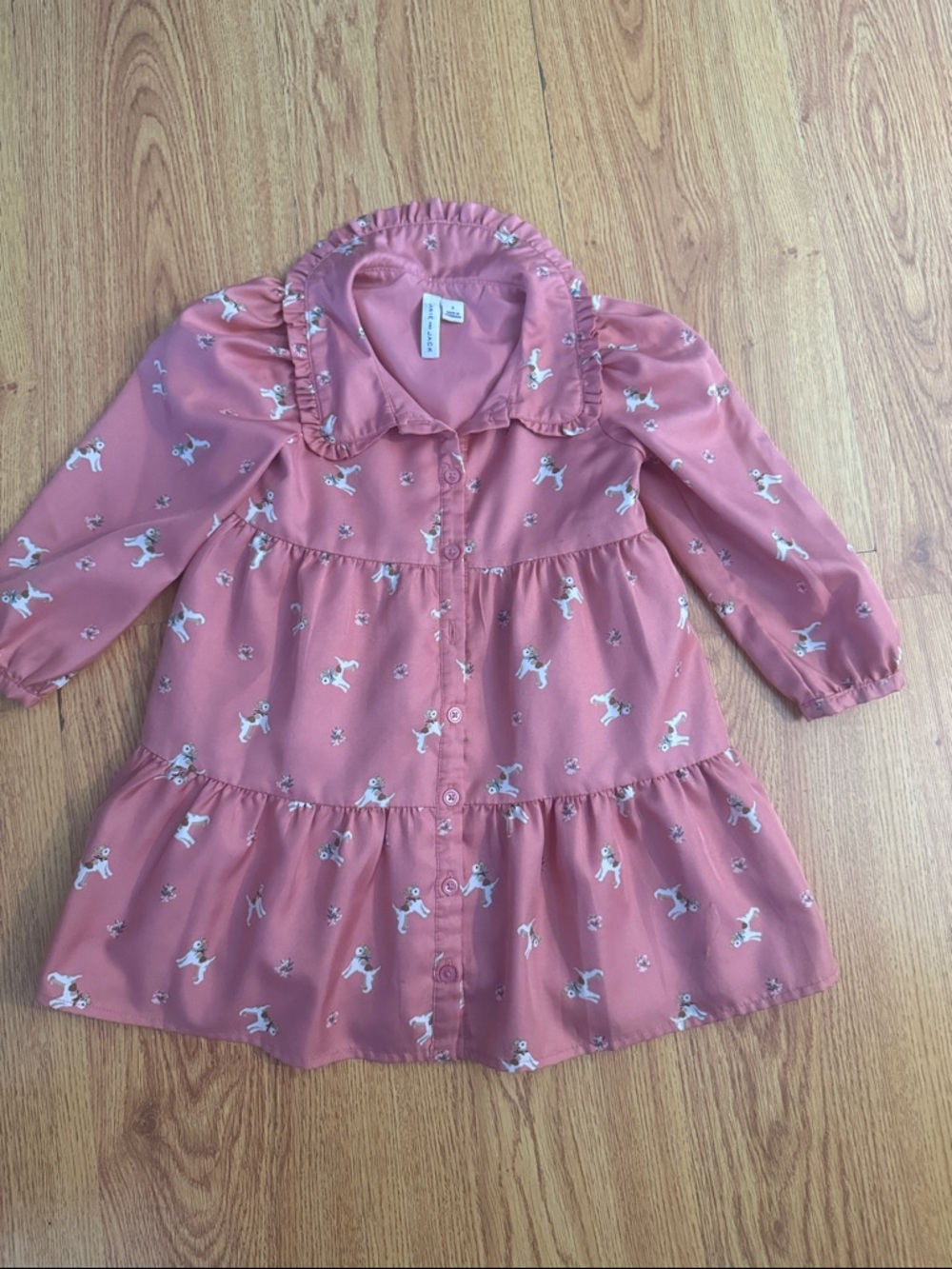 Girls' Pink Dog-Print Tiered Dress -Janie and Jack